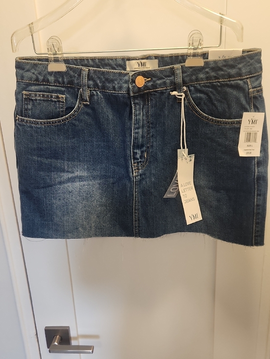 YMI Dresses & Skirts - YMI Medium Wash Denim Mini Skirt with Raw Hem